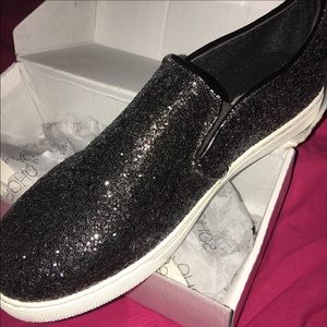 NIB Black Glitter Slip On Sneakers Size 10
